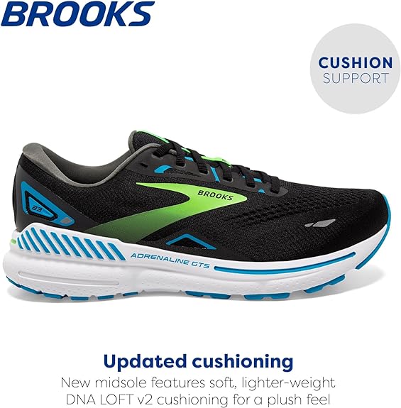 Men's Brooks Adrenaline GTS 23 Black/Hawaiian Ocean/ Green