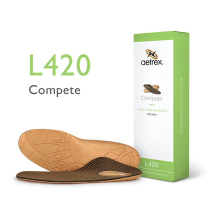 Men's Aetrex Compete Insoles With Posted Heel L420 Helps Prevent Overpronation