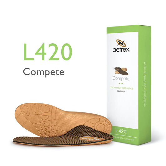 Men's Aetrex Compete Insoles With Posted Heel L420 Helps Prevent Overpronation