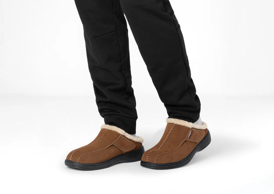 Men's Orthofeet Asheville Slipper S331 Brown