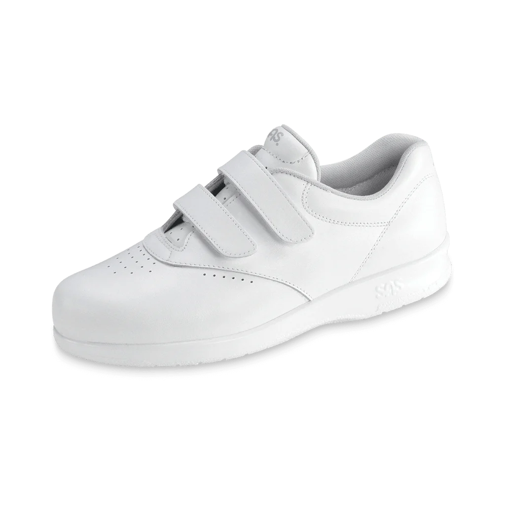 Women's SAS Me Too 2 Strap Velcro Leather Shoe White