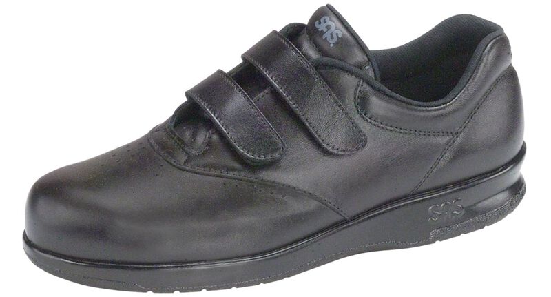 Women's SAS Me Too 2 Strap Velcro Leather Shoe Black