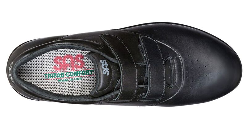 Women's SAS Me Too 2 Strap Velcro Leather Shoe Black