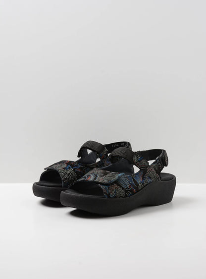 Wolky Jewel Sandal black/blue suede