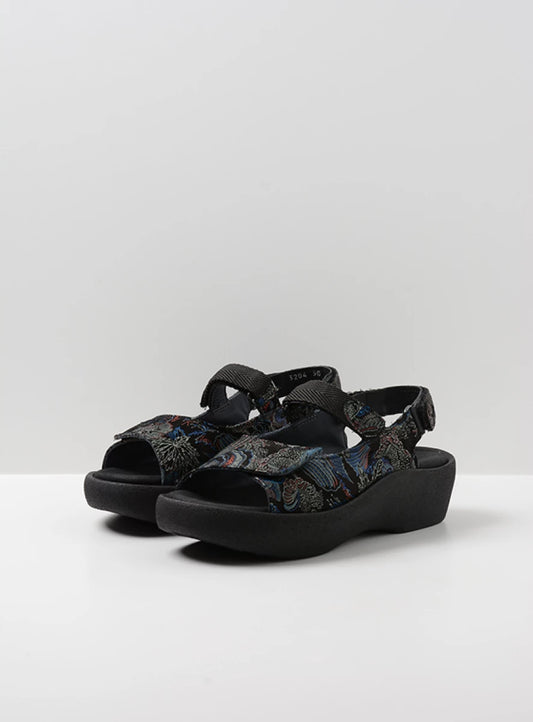 Wolky Jewel Sandal black/blue suede