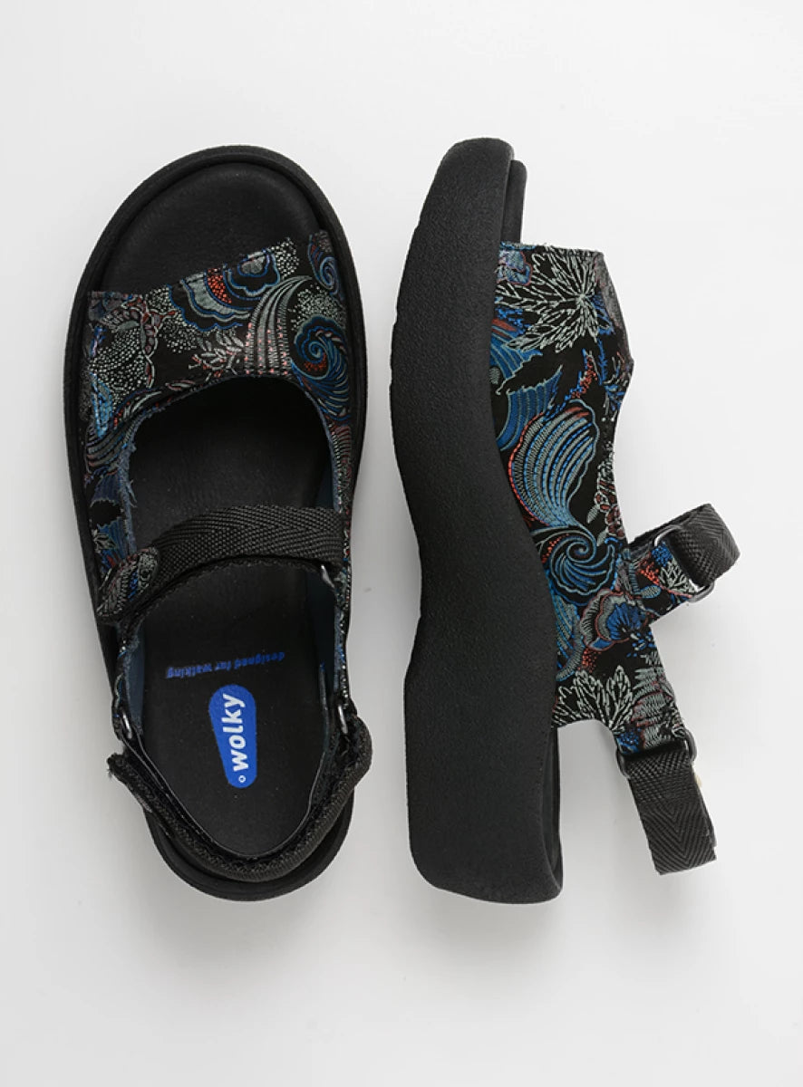 Wolky Jewel Sandal black/blue suede