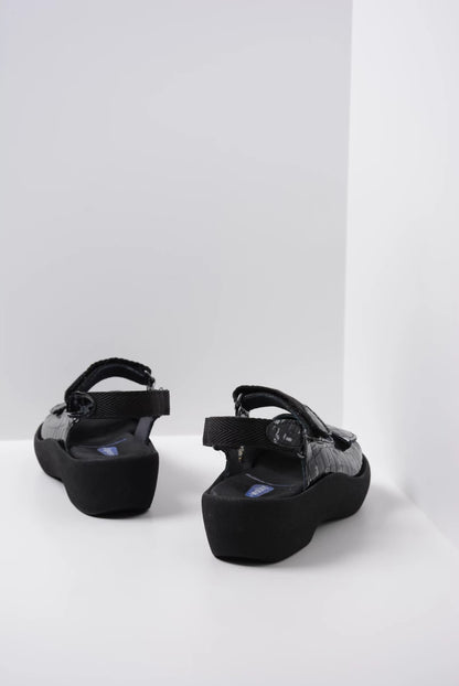 Wolky JEWEL Sandal ANTHRACITE CROCO FLASH