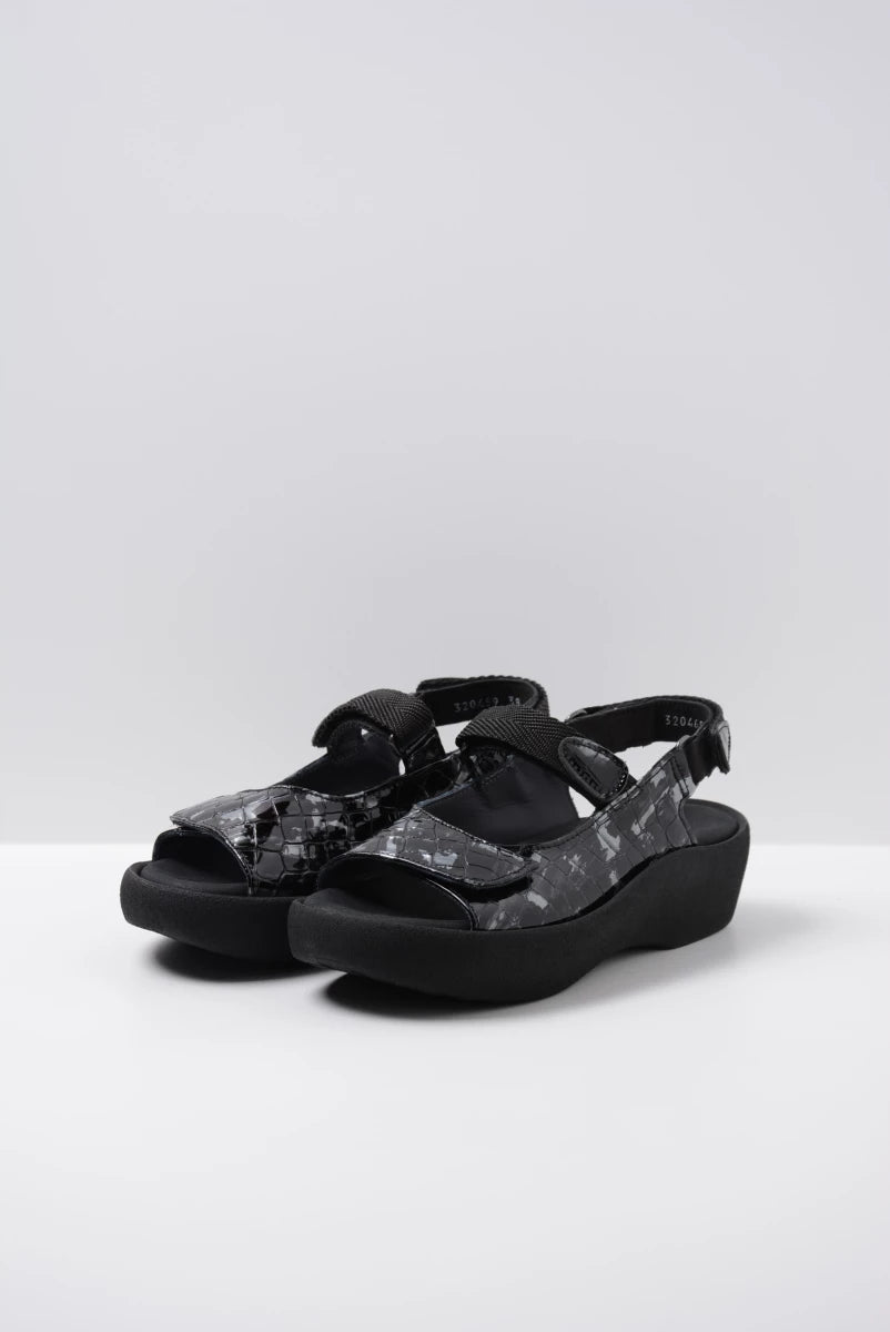 Wolky JEWEL Sandal ANTHRACITE CROCO FLASH