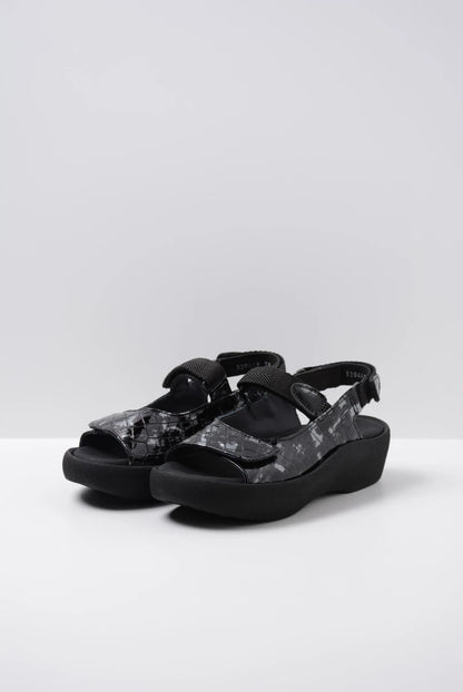 Wolky JEWEL Sandal ANTHRACITE CROCO FLASH