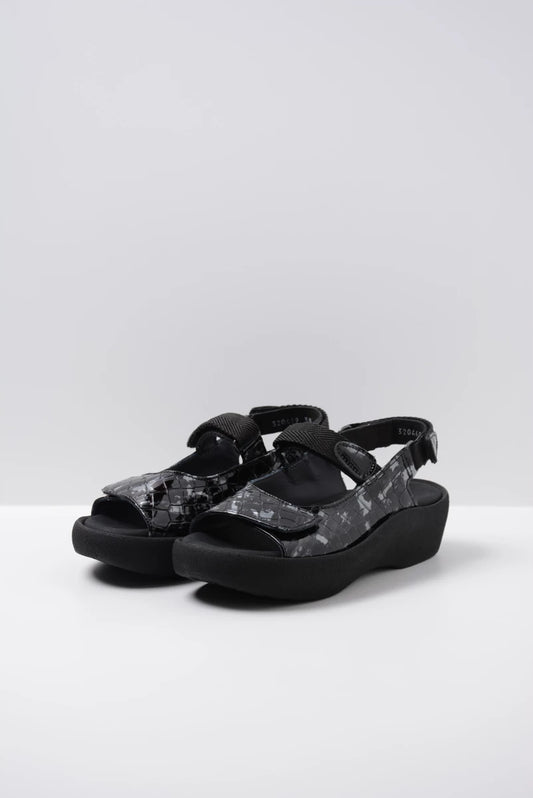 Wolky JEWEL Sandal ANTHRACITE CROCO FLASH