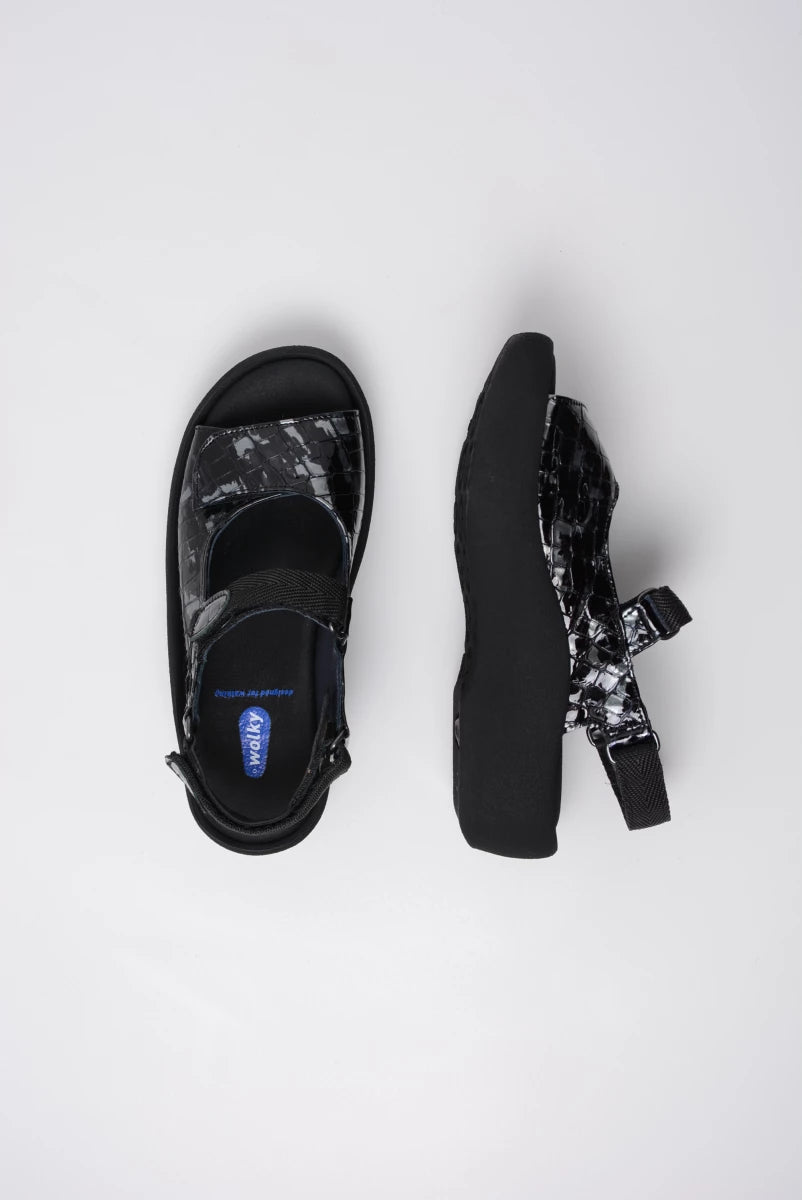 Wolky JEWEL Sandal ANTHRACITE CROCO FLASH