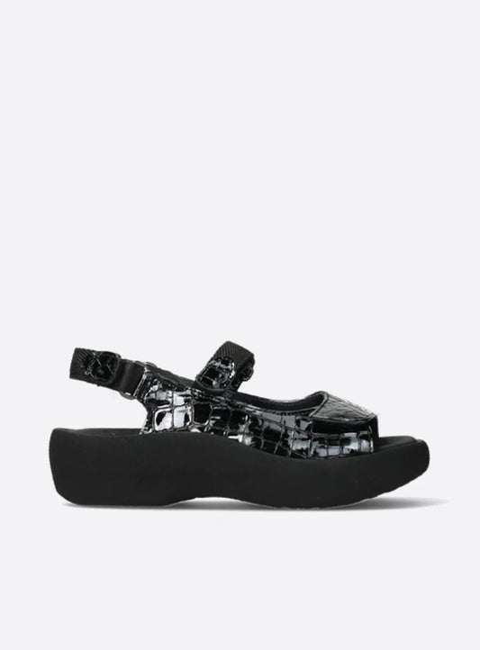 Wolky JEWEL Sandal ANTHRACITE CROCO FLASH