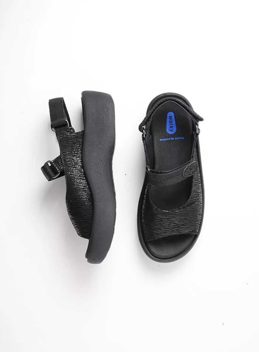 Wolky Jewel Sandal black canals leather