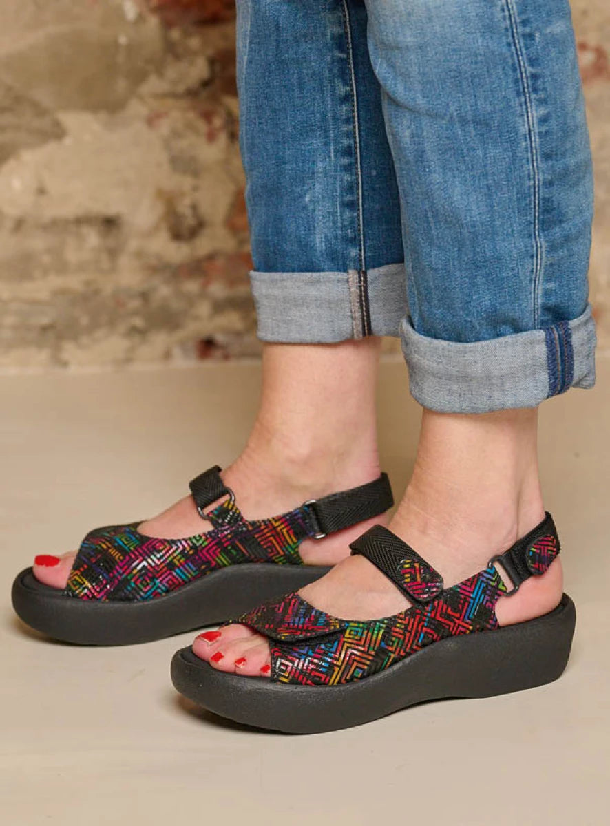 Wolky Jewel Sandal black multi leather