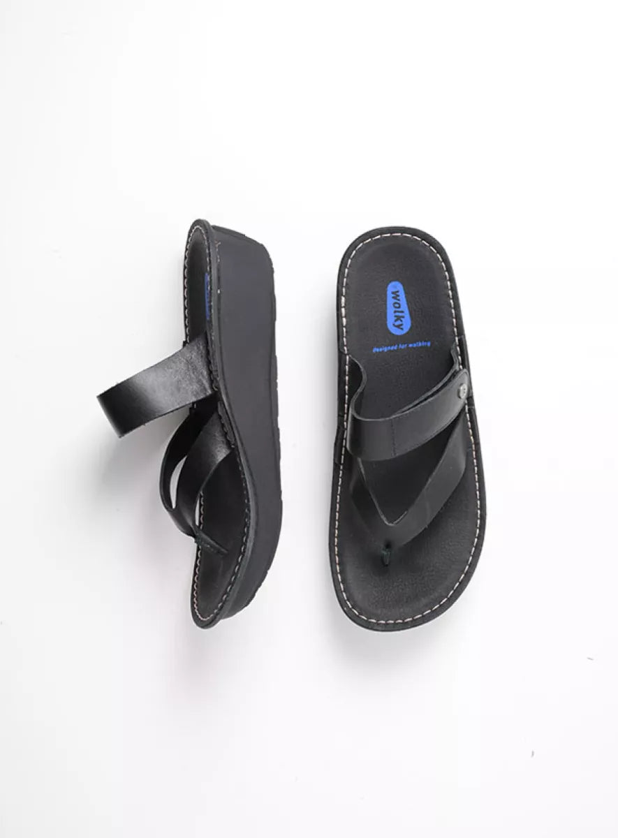 Wolky Tahiti Thong Sandal Black Leather