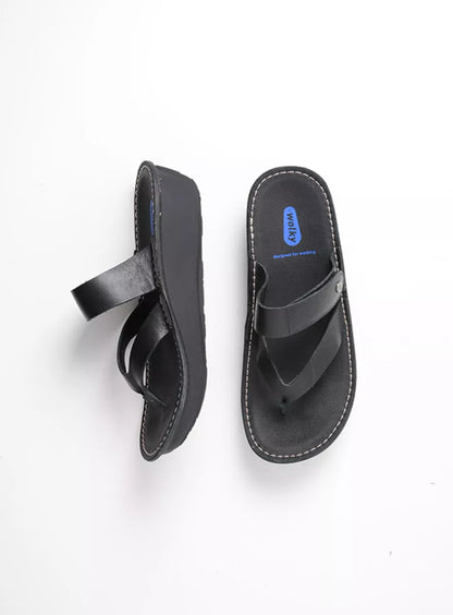 Wolky Tahiti Thong Sandal Black Leather